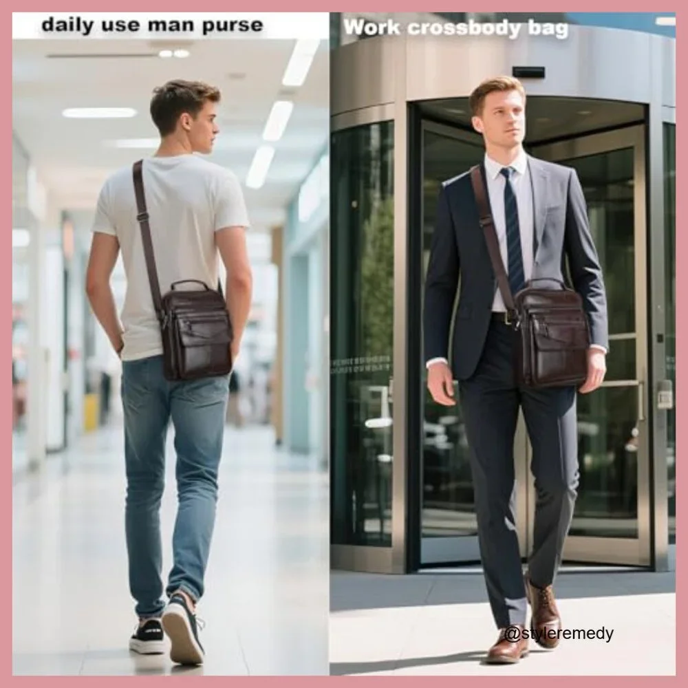Genuine Leather Crossbody Sling Bag Messenger Satchel Shoulder Bag